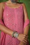 Buy_House of Chikankari_Pink Georgette Embroidery Chikankari Ruhina Trellis Kurta Pant Set  