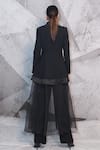 Shop_Archana Kochhar_Black Net, Silk, Cotton Beads, Stones, Placement Embellished Blazer And Pant Set _at_Aza_Fashions