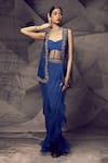 Buy_Archana Kochhar_Blue Dhoti Skirt Flat Chiffon Embroidered Mirror Anant Set With Jacket _at_Aza_Fashions