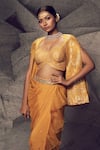 Buy_Archana Kochhar_Gold Dhoti Skirt Flat Chiffon Embroidered Mirror Anant Genda Set With Jacket _Online_at_Aza_Fashions