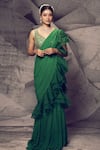 Buy_Archana Kochhar_Green Sharara And Drape Georgette Embroidered Mirror Anant Saree With Blouse _at_Aza_Fashions