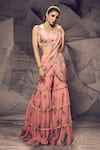 Buy_Archana Kochhar_Pink Georgette Embroidered Floral Pattern Sharara Saree With Blouse _at_Aza_Fashions