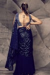 Shop_Archana Kochhar_Blue Georgette, Net Sequins, Beads, Shimmering Pre-draped Saree With Blouse _at_Aza_Fashions