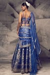 Shop_Archana Kochhar_Blue Brocade Woven Mirror Sweetheart Anant Embroidered Corset Lehenga Set _at_Aza_Fashions