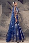 Shop_Archana Kochhar_Blue Brocade Woven Mirror Sweetheart Anant Embroidered Corset Lehenga Set _Online_at_Aza_Fashions