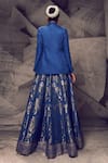 Shop_Archana Kochhar_Blue Silk Woven Gota Blazer Lapel Collar Anant Rangrez Lehenga Set _at_Aza_Fashions