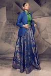 Shop_Archana Kochhar_Blue Silk Woven Gota Blazer Lapel Collar Anant Rangrez Lehenga Set _Online_at_Aza_Fashions