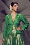 Archana Kochhar_Green Silk Woven Gota Jacket Lapel Collar Anant Embroidered Lehenga Set _Online_at_Aza_Fashions