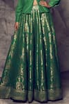 Buy_Archana Kochhar_Green Silk Woven Gota Jacket Lapel Collar Anant Embroidered Lehenga Set _Online_at_Aza_Fashions