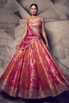 Buy_Archana Kochhar_Pink Lehenga Brocade Woven Mirror Anant Rangrez Embroidered Blouse And Set _at_Aza_Fashions