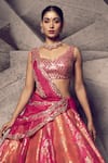 Buy_Archana Kochhar_Pink Lehenga Brocade Woven Mirror Anant Rangrez Embroidered Blouse And Set _Online_at_Aza_Fashions