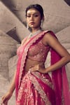 Archana Kochhar_Pink Lehenga Brocade Woven Stones Anant 3d Embroidered Blouse Bridal Set _Online_at_Aza_Fashions