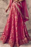 Buy_Archana Kochhar_Pink Lehenga Brocade Woven Stones Anant 3d Embroidered Blouse Bridal Set _Online_at_Aza_Fashions