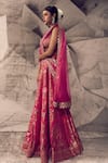 Shop_Archana Kochhar_Pink Lehenga Brocade Woven Stones Anant 3d Embroidered Blouse Bridal Set _Online_at_Aza_Fashions