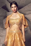 Buy_Archana Kochhar_Gold Silk Woven Mirror Anant Genda Embroidered Short Lehenga Set With Cape _Online_at_Aza_Fashions