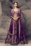 Buy_Archana Kochhar_Purple Silk Woven Mirror Anant Embroidered Blouse Bridal Lehenga Set _at_Aza_Fashions