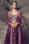 Buy_Archana Kochhar_Purple Silk Woven Mirror Anant Embroidered Blouse Bridal Lehenga Set _Online_at_Aza_Fashions