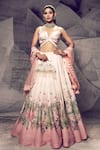 Buy_Archana Kochhar_Pink Georgette Printed Floral Sweetheart Lehenga Set _at_Aza_Fashions