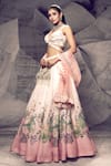 Archana Kochhar_Pink Georgette Printed Floral Sweetheart Lehenga Set _Online_at_Aza_Fashions