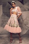 Archana Kochhar_Pink Georgette Lehenga And Blouse Printed Floral Short Set With Jacket _Online_at_Aza_Fashions