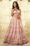 Buy Archana Kochhar Pink Silk, Net Embroidery, Mirrors, Zari Floral Print Blouse Lehenga Set at Aza Fashions Buy_Archana Kochhar_Pink Silk, Net Embroidery, Mirrors, Zari Floral Print Blouse Lehenga Set _at_Aza_Fashions