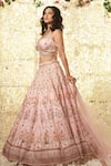 Shop Archana Kochhar Pink Silk, Net Embroidery, Mirrors, Zari Floral Print Blouse Lehenga Set at Aza Fashions Shop_Archana Kochhar_Pink Silk, Net Embroidery, Mirrors, Zari Floral Print Blouse Lehenga Set _at_Aza_Fashions