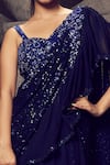 Archana Kochhar_Blue Georgette Beads, Cut Shimmering Embellished Pre-draped Saree With Blouse _Online_at_Aza_Fashions