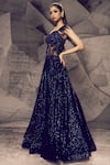 Buy_Archana Kochhar_Blue Georgette Embroidered Bead Sweetheart Neck Shimmering And Sequin Gown _Online_at_Aza_Fashions