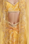 Shop_Divya Aggarwal_Yellow Satin Beads, Stones V-neck Hand Embroidered Cape Skirt Set _Online_at_Aza_Fashions