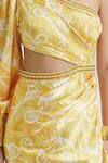 Shop_Divya Aggarwal_Yellow Satin Printed Abstract One Shoulder Dress _Online_at_Aza_Fashions