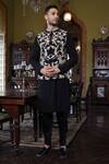Shop_Vikram Phadnis_Black Bundi And Kurta Silk Embroidery Thread & Set _at_Aza_Fashions