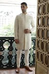 Buy_Vikram Phadnis_Ivory Silk Embroidery Thread Sherwani Set _at_Aza_Fashions