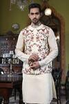 Buy_Vikram Phadnis_Ivory Bundi And Kurta Silk Embroidery Zari Thread & Set _Online_at_Aza_Fashions
