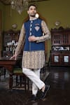 Shop_Vikram Phadnis_Blue Bundi And Kurta Silk Embroidery Thread & Set _at_Aza_Fashions