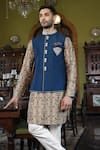 Vikram Phadnis_Blue Bundi And Kurta Silk Embroidery Thread & Set _Online_at_Aza_Fashions