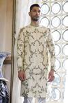 Buy_Vikram Phadnis_Ivory Sherwani Embroidery Thread Silk Set _Online_at_Aza_Fashions