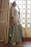 Shop_Vikram Phadnis_Beige Kurta Silk Embroidery Bloom Garden Round Sharara Set _at_Aza_Fashions