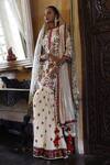 Buy_Vikram Phadnis_Ivory Kurta Silk Embroidered Floral Band Collar Sharara Set _at_Aza_Fashions