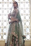 Shop_Vikram Phadnis_Green Lehenga And Choli Silk Embroidered Abstract Floral Bridal Set _Online_at_Aza_Fashions