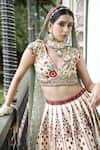 Buy_Vikram Phadnis_Ivory Lehenga And Choli New Raw Silk Embroidered V Neck Kali Bridal Set _Online_at_Aza_Fashions