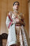 Buy_Vikram Phadnis_Ivory Lehenga And Choli New Raw Silk Embroidered V Neck Kali Bridal Set 