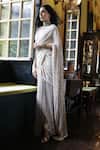 Shop_Vikram Phadnis_Ivory Saree Skirt Mesh Lycra Knotted Pre-draped With Choli _at_Aza_Fashions
