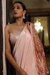 Buy_Vikram Phadnis_Pink Saree Pleated Lycra Hand Embroidered Floral Pre-draped Set With Cape _Online_at_Aza_Fashions