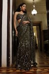 Vikram Phadnis_Green Net Embroidered Sequins Sweetheart Frill Border Saree With Buster _Online_at_Aza_Fashions