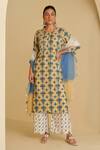 Buy_Sage Saga_Yellow , , Bansuri Suvaarn Floral Print Kurta Pant Set _at_Aza_Fashions