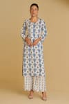 Sage Saga_Blue , , Bansuri Neel Floral Print Kurta Pant Set _Online_at_Aza_Fashions