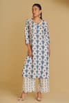 Shop_Sage Saga_Blue , , Bansuri Neel Floral Print Kurta Pant Set _Online_at_Aza_Fashions