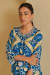 Buy_Sage Saga_Blue , , Veena Suvaarn Floral Print Kurta Pant Set 