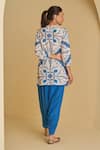Shop_Sage Saga_Blue , , Veena Neel Floral Print Kurta Pant Set _at_Aza_Fashions
