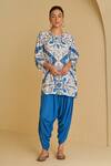 Sage Saga_Blue , , Veena Neel Floral Print Kurta Pant Set _Online_at_Aza_Fashions